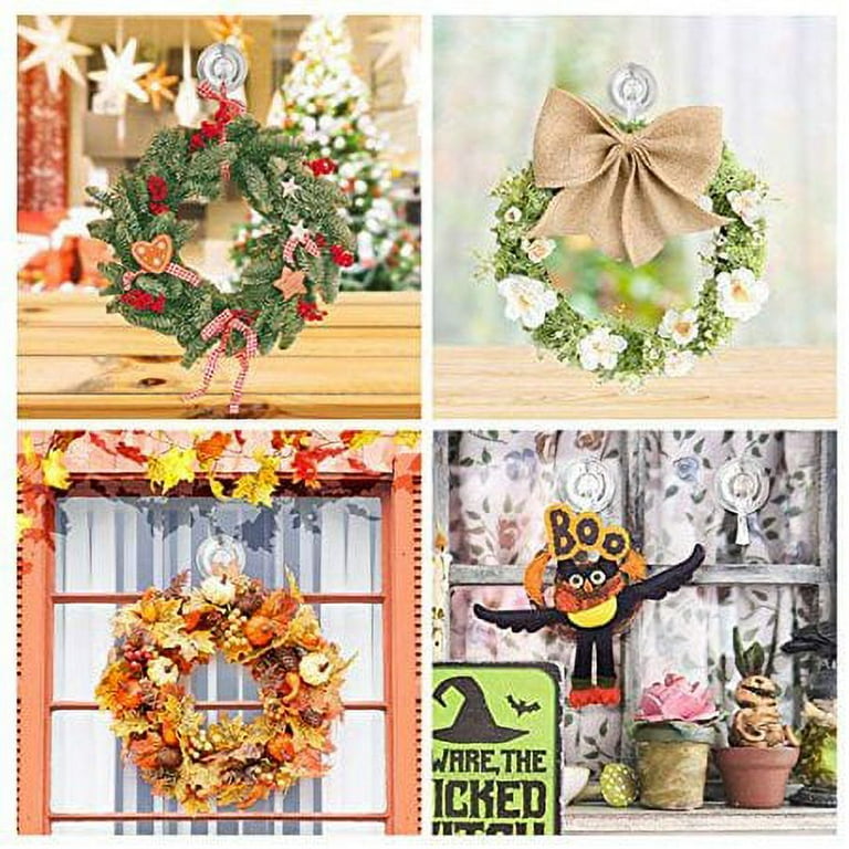Wreath Hanger Large Clear Reusable Heavy Duty Wreath Hanger Suction Cup 22 LB Strong Window Glass Suction Cup Hooks Wreath Holder for Halloween Christmas Wreath Decorations 4 Packs Walmart