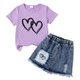 thumbnail image 4 of larppty Toddler Girls Denim Skirt Set with Cute Hearts Graphic Top Baby Summer Skirt Outfit Jean Skirt for Little Girls 2-7 Years (ZZ01-I, 6-7 Years), 4 of 4