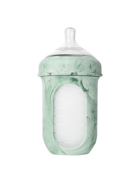 Boon NURSH Reusable Silicone Pouch Baby Bottle  Stage 2 Medium Flow  8oz  Mint Tie Dye