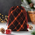 thumbnail image 6 of Super Soft Fabric Gift Bag Contraction Free Bag Mouth Pull Rope Design Red Ribbon Mouth For The Festival Argyle Plaid Darkorange_4 Small, 6 of 8