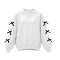 thumbnail image 4 of jobturf Girls Crewneck Sweatshirt Cute Black Bow Decor Long Sleeve Pullover Tops Holiday Party Fleece&nbsp;Lined Sweatshirts for Kids 110, 4 of 7