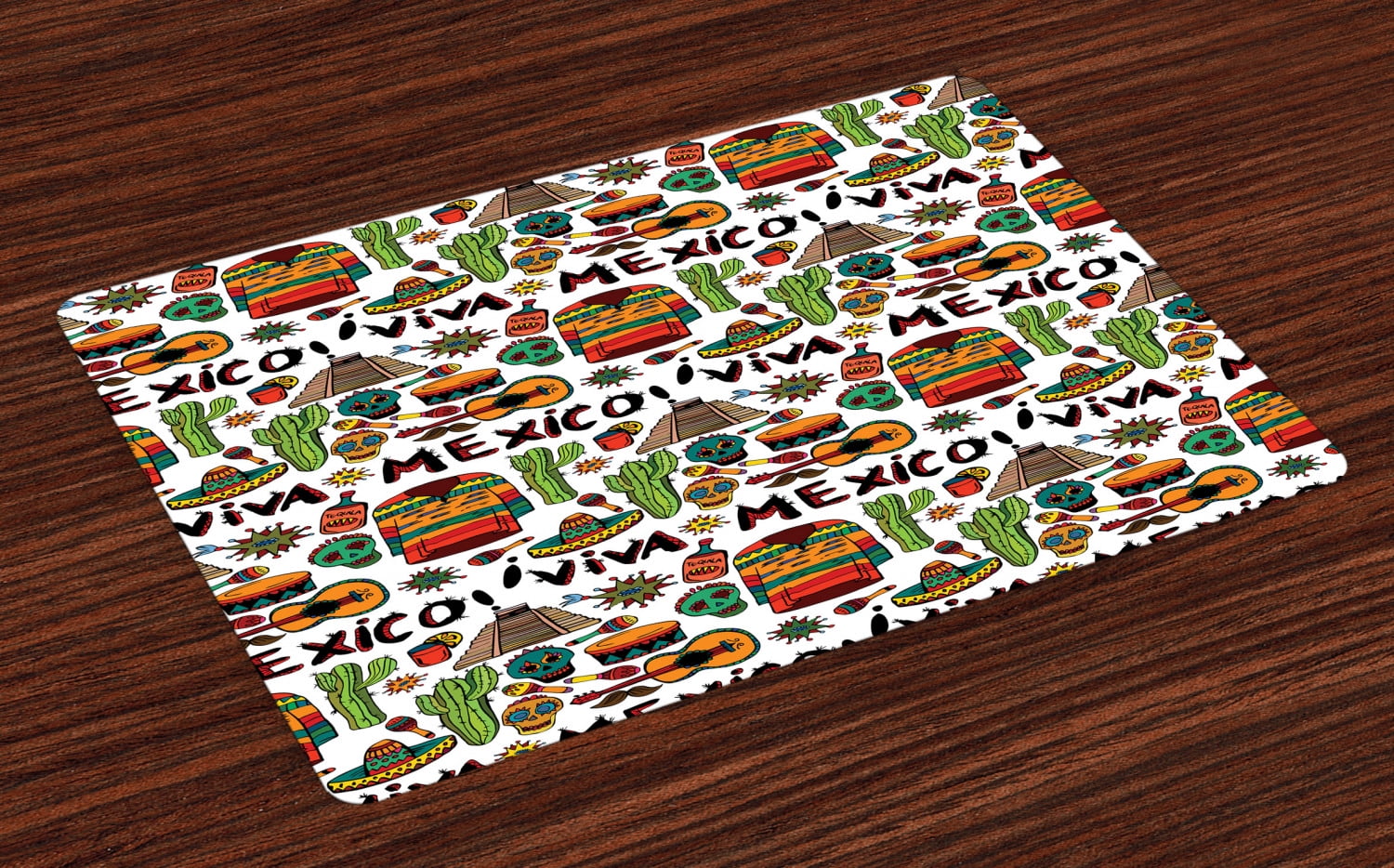 Mexican Placemats Set of 4 Viva Mexico with Native Elements Poncho