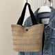 thumbnail image 1 of Bolsa De Hombro Bolso de mano para mujer, Bolso de mano de paja hecho a mano, Bolso cruzado, Bolso de compras (negro), 1 of 8