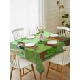 thumbnail image 2 of Green St. Patrick's Day Rectangle Tablecloth, Green Lucky Clovers Dog Waterproof & StainResistant Tablecloth, Washable Oil-proof Table Cover for Dining/Party/Wedding/Camping/Buffet 52x70 In, 2 of 9
