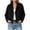 Black, variant on Women's Double Breasted Lapel Long Sleeve Cropped Blazer Jacket, Casual Wool Blend Outerwear with Pockets ,Women's S-XXL
