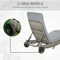 thumbnail image 4 of Outsunny Wicker Chaise Lounge Pool Chair, Outdoor PE Rattan Cushioned Patio Sun Lounger w/ 5-Level Adjustable Backrest & Wheels for Easy Movement, Mixed Gray, 4 of 9