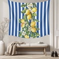 thumbnail image 5 of Blue Stripes Lemon Tapestry for Bedroom Wall Hanging Tapestry, Spring Fruit Flowers Leaves Line Ceiling Backdrop Tapestries Poster Blanket Wall Decor for Teens Room Living Room Dorm 59" x 79", 5 of 8