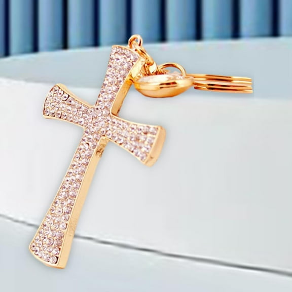 fenteer Car Key Chain Pendant Bling Cross Keychain for Party Birthday Gifts Backpack