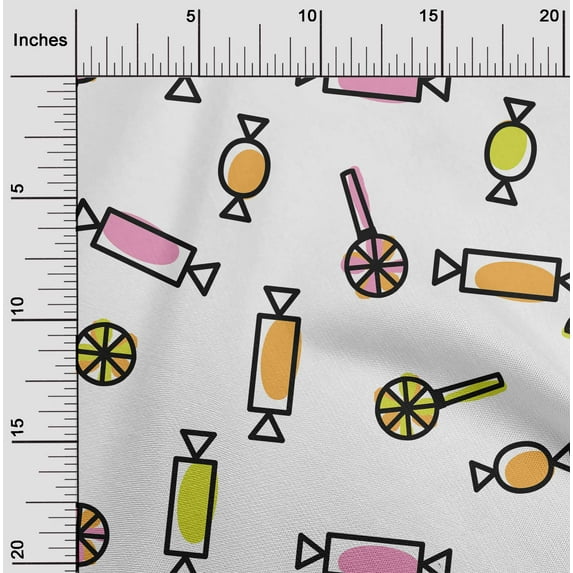 oneOone Silk Tabby White Fabric Candy Stick Kids Sewing Craft Projects Fabric Prints By Yard 42 Inch Wide