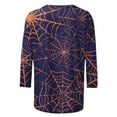 thumbnail image 4 of CLOISE Halloween Tops Women Fashion Halloween Cobweb Printed Tops 3/4 Sleeve Round Neck Shirts Basic Tunic Comfy Blouses Boo Party Outfits Winter Gift, 4 of 5