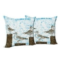 thumbnail image 6 of Ambesonne Blue Throw Pillow Cover 2 Pack, Grungy Sketch Seagulls, 16", Blue White Brown, 6 of 6