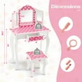 thumbnail image 3 of Costway Kids Vanity Table & Stool Set with Cute Polka Dot Print Tri-folding Mirror Drawer Pink&White, 3 of 10