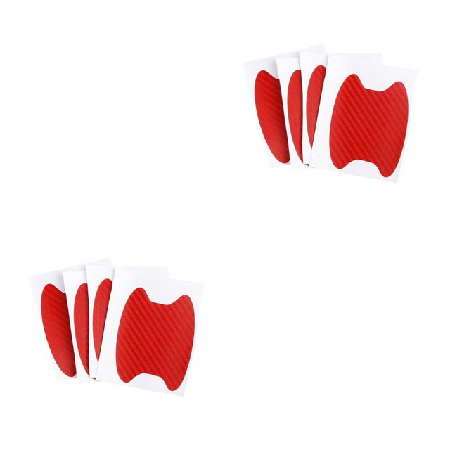 Transemion Car Door Handle Sticker Fiber Film Anti-scratch Universal Auto Handle Cover Red 2Set