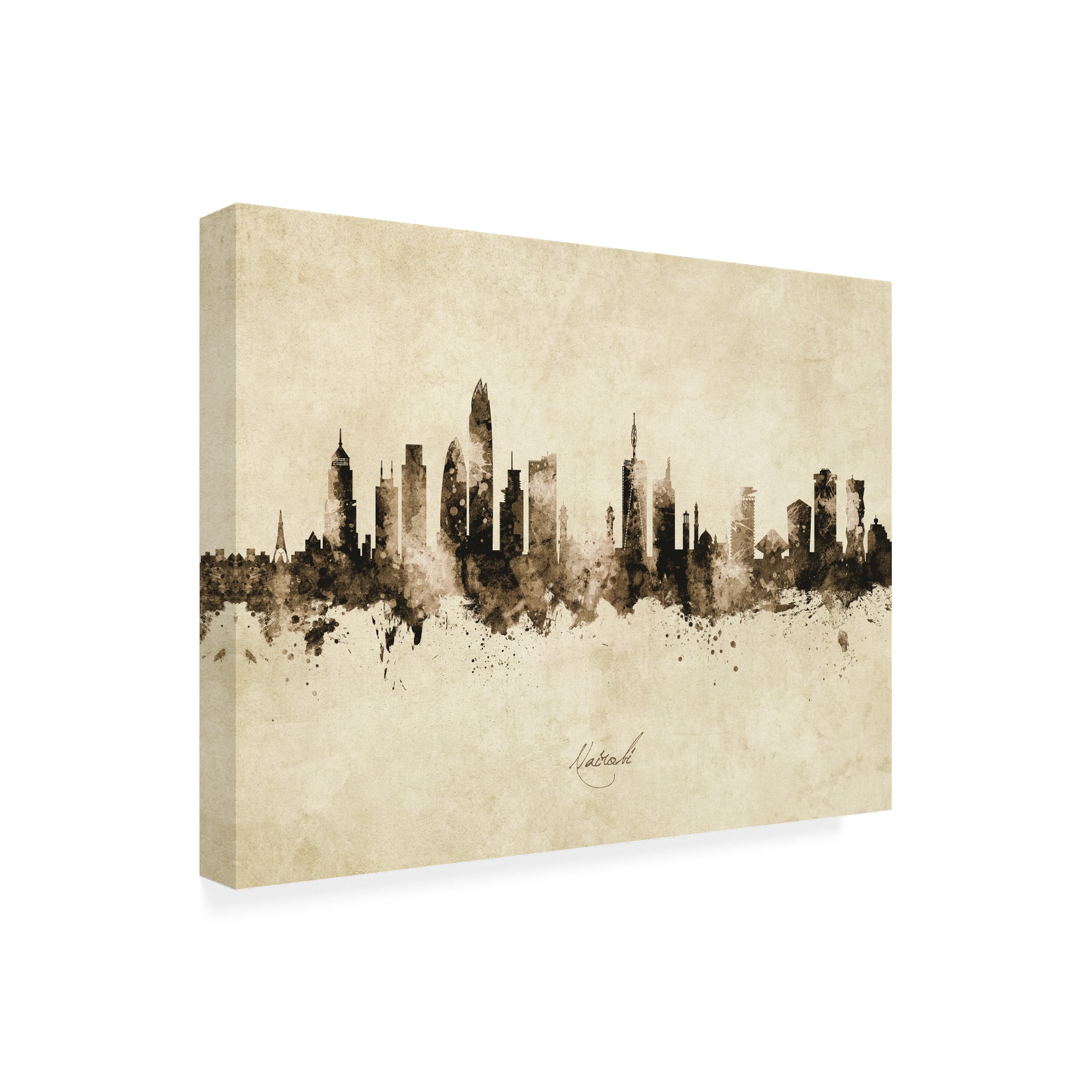 Michael Tompsett 'Nairobi Kenya Skyline Vintage' Canvas Art