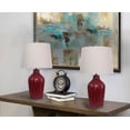 thumbnail image 3 of 23.5" Brick Red Ceramic Table Lamp w/ Vase-Inspired Base & Linen Shade (Set of 2), 3 of 5
