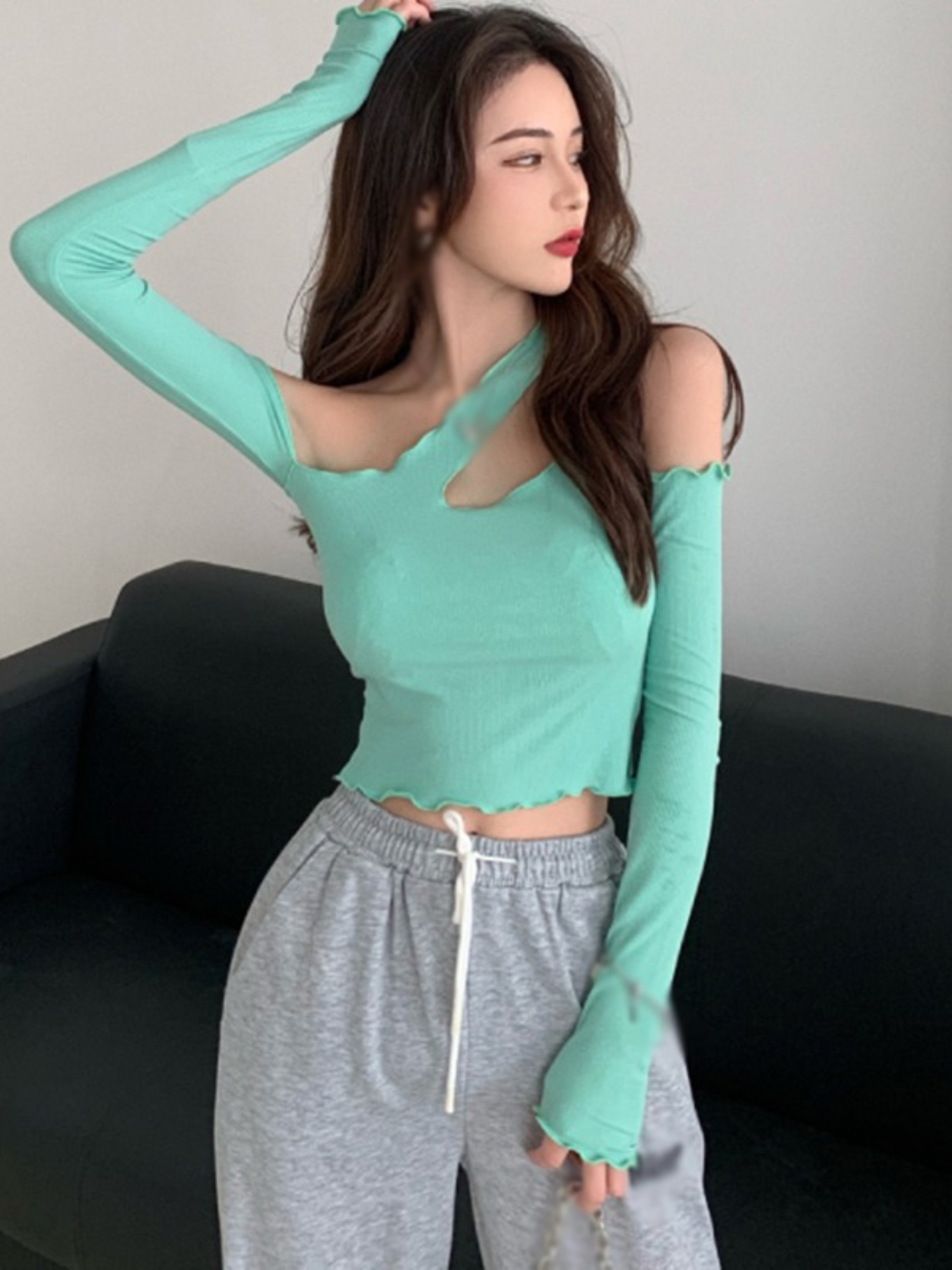 one shoulder spaghetti strap top