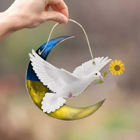 

Pendants Decor Acrylic Pendant Decoration Blessing Art Decorate White Bird Ornament On The Moon