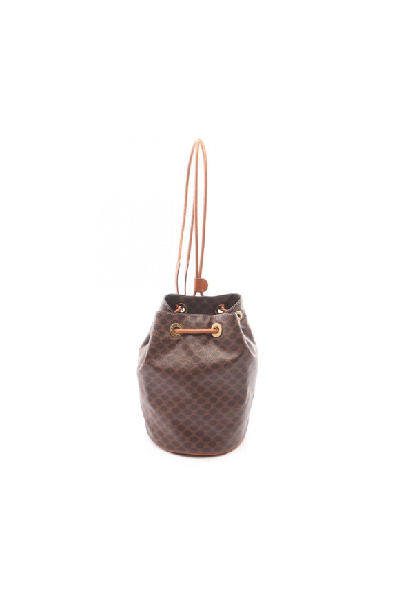 Pre-Owned Celine Macadam Drawstring Backpack/Handbag, Coated Canvas and Leather, Women's, Brown