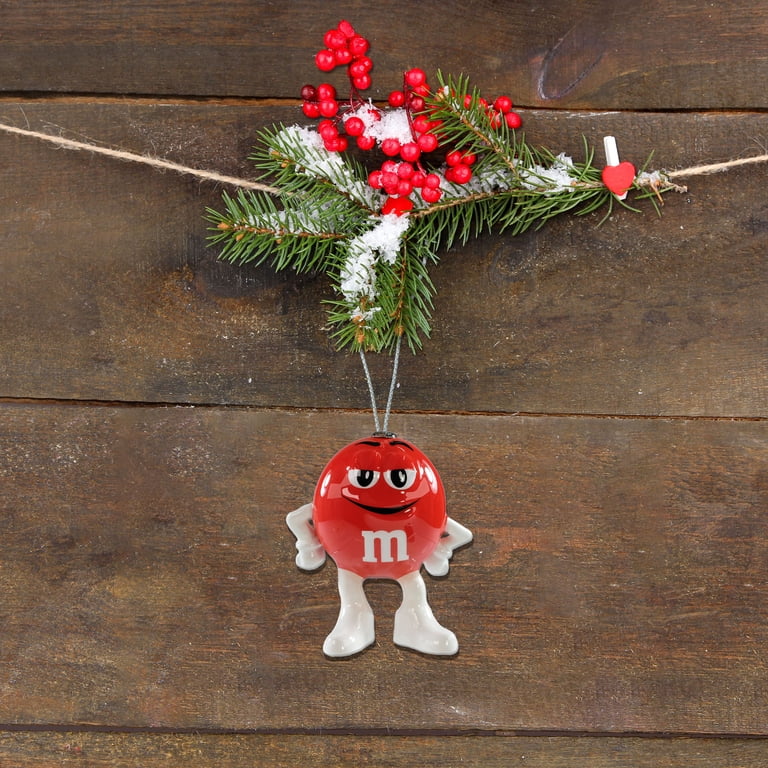 M&M`s Red Character Decoupage Christmas Ornament, 1 Count, Red