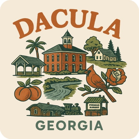 Dacula Georgia Keepsakes Souvenir Vinyl Sticker – Destination Travel Keepsake Collectible (3-Inches Wide)