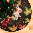 thumbnail image 4 of Coolnut Autumn Leave Christmas Tree Mats Waterproof Tree Skirt, Colorful Foliage Xmas Tree Stand Tray Mat Floor Protector Pad for Holiday Party Decoration, 28.3", 4 of 6
