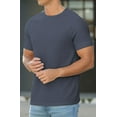 thumbnail image 3 of Iceglad Mens Waffle Crew Neck Shirts Slim Fit Short Sleeve Casual T-Shirt Navy Blue XL, 3 of 10