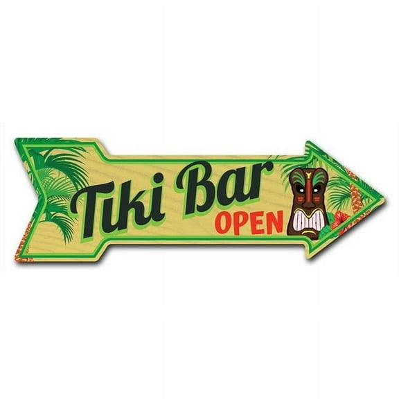 8 x 24 in. Indoor & Outdoor Decor Direction Sticker Vinyl Wall Decals - Tiki Bar - 24 in.