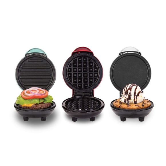 Dash Mini Ensemble de Préparateur - Préparateur de Friandises Personnalisé - Prend en Charge la Cuisson Multifonction - Nettoyage Facile et Conception Conviviale - Blanc, Aqua et Rouge - Gaufre,