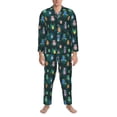 thumbnail image 3 of Fuzoiu Bright ladybugs Print Men's Long-Sleeved Pajama,Lounge Button Down Nightwear,Mens Notch Collar Pajama Set-Large, 3 of 7