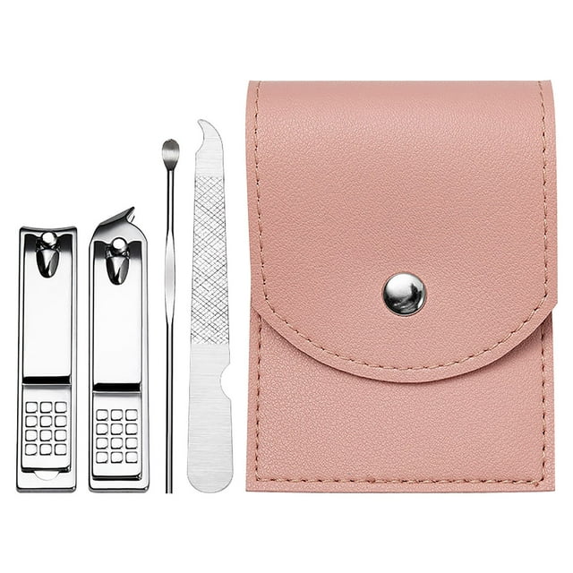 Set de cortaúñas de acero inoxidable de 4 piezas | Kit de manicura para hombres y mujeres | Cortaúñas duraderos y resistentes al óxido con palillos para oídos | Set de recorte de precisión para