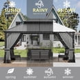 thumbnail image 5 of ASJMR 12x16 FT Hardtop Gazebo Double Roof with Metal Frame,Outdoor Pavilion with Curtains and Nettings,Garden Tent For Courtyards Backyards Decks Grass,Gray, 5 of 7