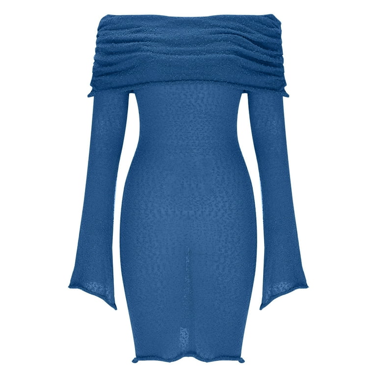 folded off the shoulder sweater dress Women's Maxi Dress Knit Off-shoulder Sweater Polyester by Naked Wardrobe, Taupe / S