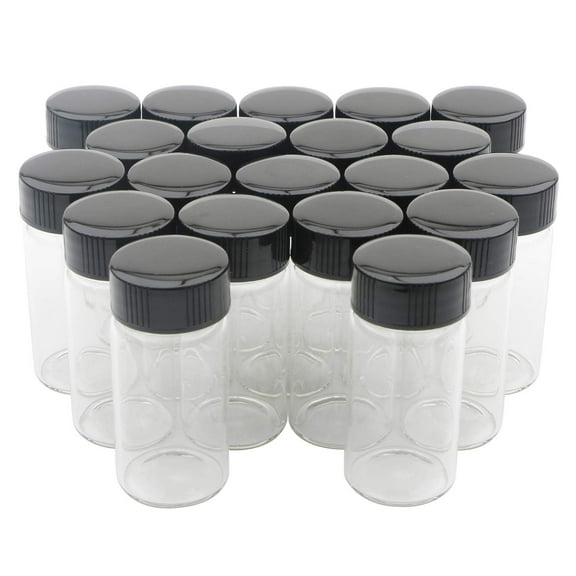 20ml (0.7 oz) Clear Glass Vials Liquid Sample Glass Bottles Screwcap Lab Capacity Container Pack of 20
