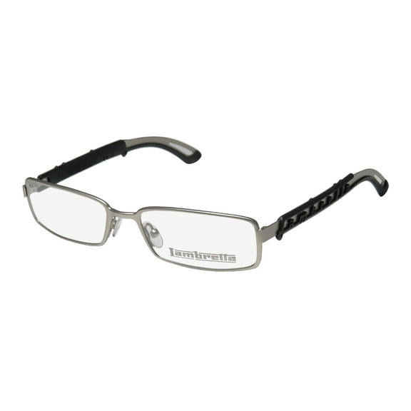 NEW LAMBRETTA LAM0001 MENS/WOMENS RECTANGULAR FULL-RIM SILVER / BLACK SIGNATURE LOGO MUST HAVE FRAME DEMO LENSES 53-17-145 EYEGLASSES/EYE GLASSES