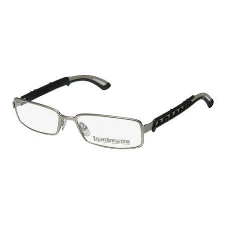 New Lambretta Lam0001 Mens/Womens Rectangular Full-Rim Silver / Black Signature Emblem Must Have Frame Demo Lenses 53-17-145 Eyeglasses/Eye Glasses