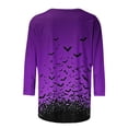 thumbnail image 4 of NSLGXD Plus Size Women's Tshirts 3/4 Sleeve Crew Neck Black Bats Print Spooky Halloween Lightweight Tees S-5XL, 4 of 5