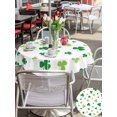 thumbnail image 4 of Outdoor Tablecloth with Umbrella Hole and Zipper, St. Patrick's Day Round Table Cloth 60 Inch Waterproof Tablecloth, Spring Lucky Shamrock Grass Watercolor Picnic Table Cover for Patio Camping, 4 of 7
