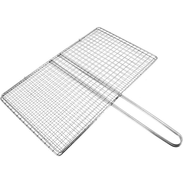 Cesta para asar pescado, barbacoa de acero inoxidable, cesta para parrilla, red de alambre con asa para pescado, carne, verduras, camarones, accesorios para parrilla al aire libre