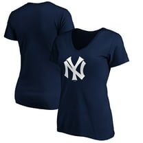 Women's Navy New York Yankees Cooperstown Collection Huntington Logo V-Neck T-Shirt