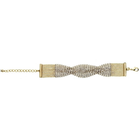 X & O Handset Austrian Crystal Gold-Plated Twist Bracelet