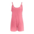 thumbnail image 5 of SUYOLL Women Romper Tie Shoulder Solid Color Overall Shorts Scoop Neck with Pockets Soft Breathable Classic Versatile Overalls, 5 of 6