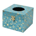 thumbnail image 1 of Funda para caja de pañuelos, diseño vintage de estrellas, franela y madera, 1 of 2