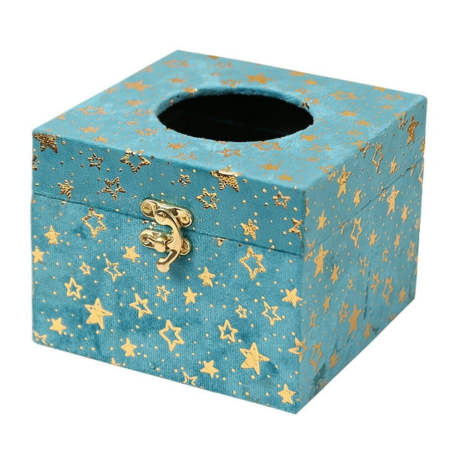 Funda para caja de pañuelos, diseño vintage de estrellas, franela y madera