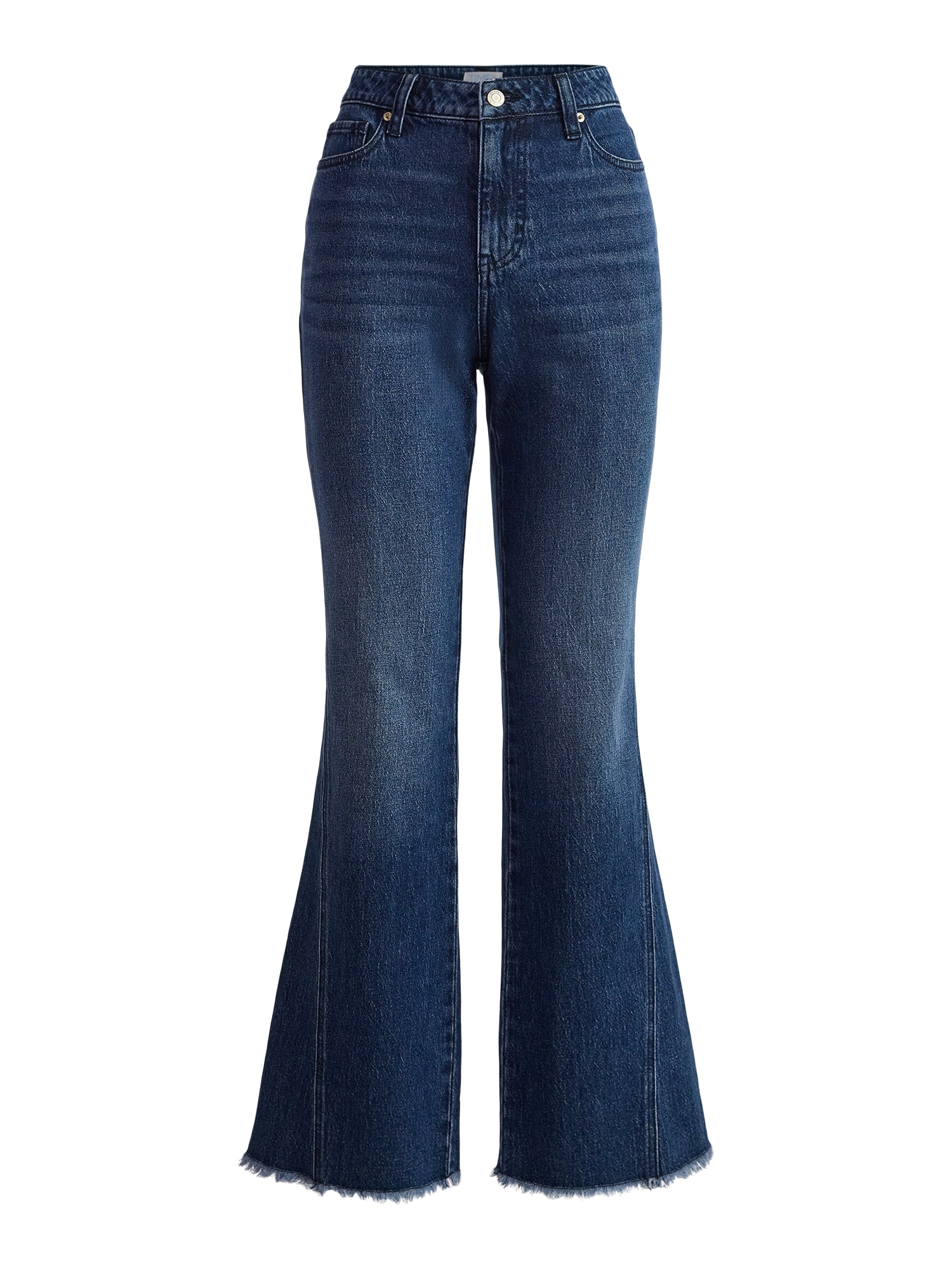 Time and Tru Women's High Rise Flare Jeans With Side Seam Details, 32" Inseam, Sizes 0-20