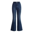 thumbnail image 4 of Time and Tru Women's High Rise Flare Jeans With Side Seam Details, 32" Inseam, Sizes 0-20, 4 of 4