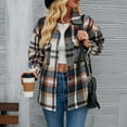 thumbnail image 4 of Yuyuzo Womens Plaid Shacket Lapel Collar Long Sleeve Button down Shirts with Pockets Fall Tops, 4 of 6