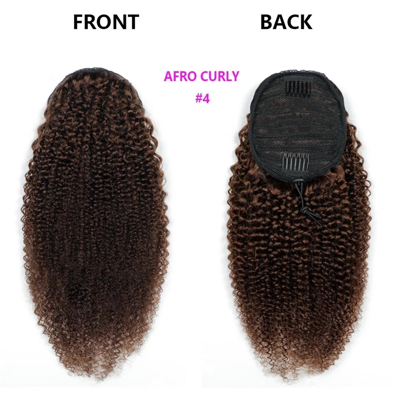 Light Brown Afro Kinky Curly Ponytail Human Hair Ponytail Extension Drawstring Ponytail 18inches
