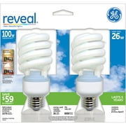 GE CFL Reveal Spiral 26wt - 6 Bulbs/ 3 Packs