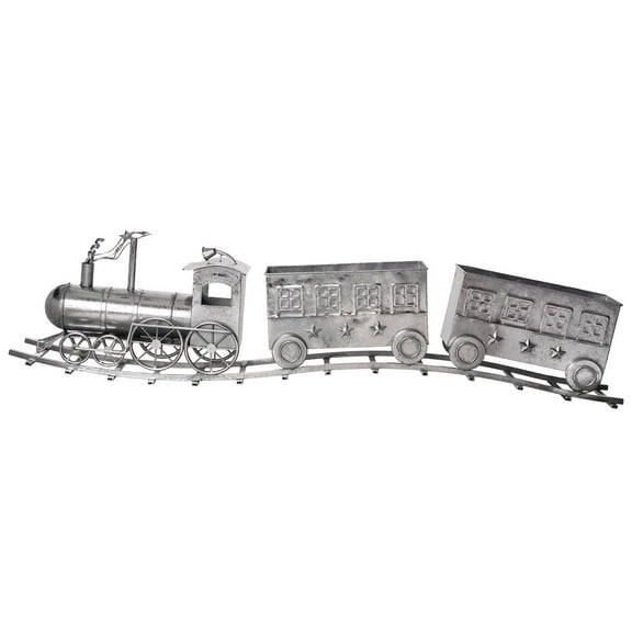 Transpac 54.75 in Silver Christmas Train Decor with 2 Cars Perfect for Holiday Decorations and Festive Displays