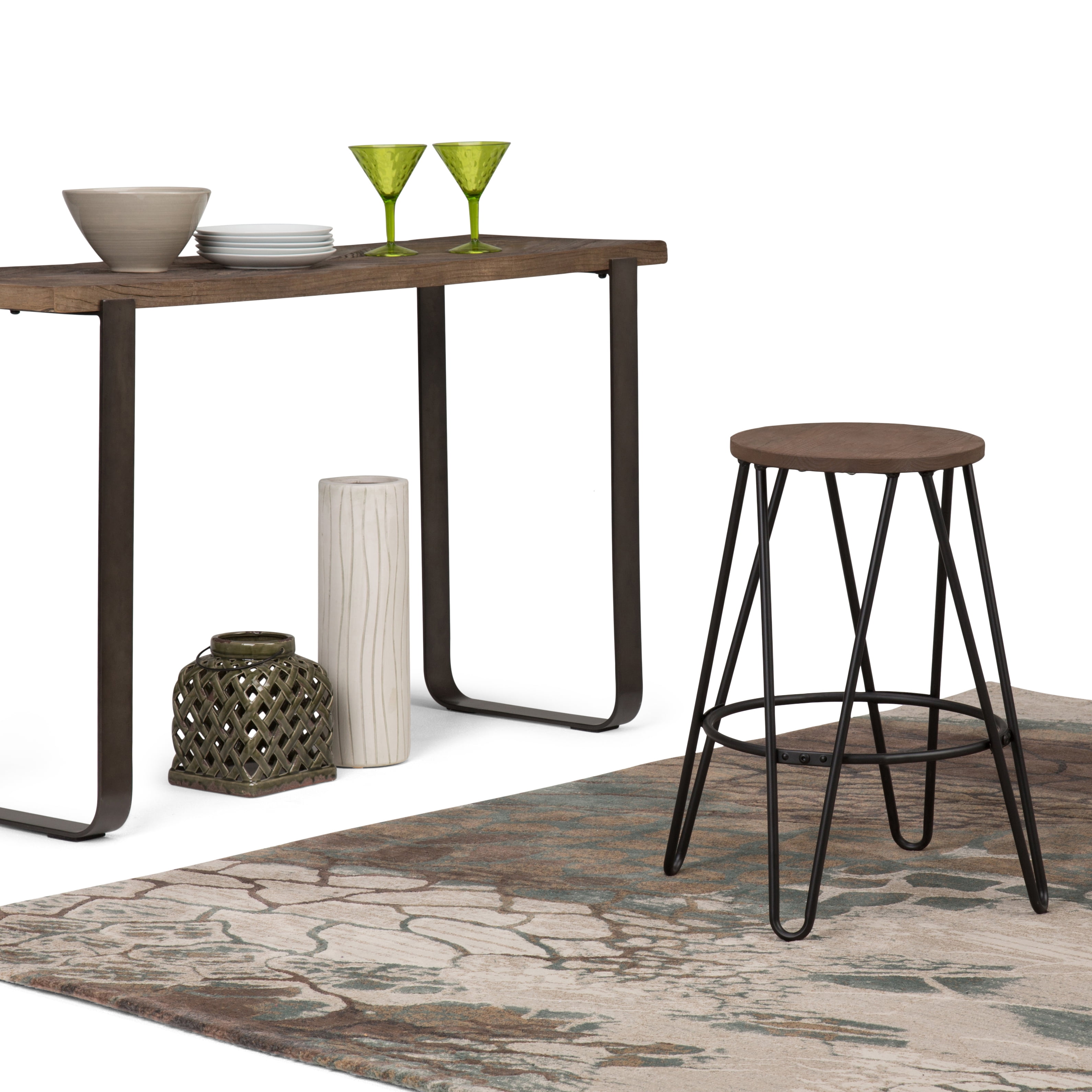 Webster SOLID ELM WOOD 24 inch Metal Counter Height Stool with Wood Seat in Cocoa Brown